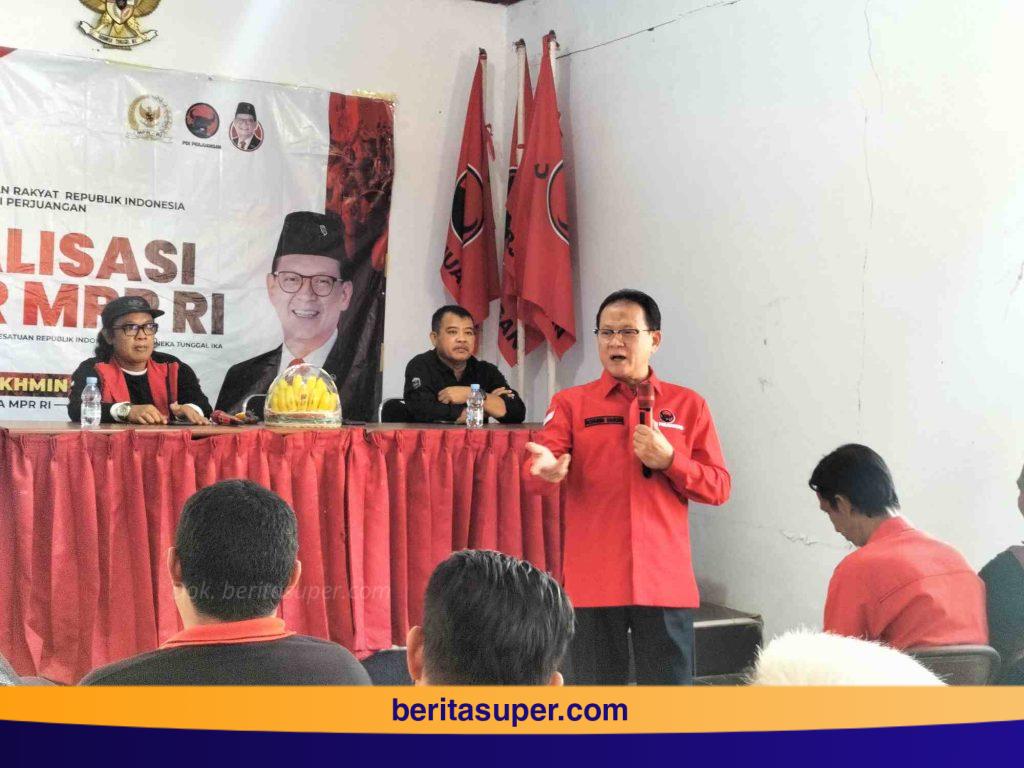 Sosialisasi Empat Pilar di Indramayu, Rokhmin Dahuri : Bantuan Rp1 Triliun untuk Empang Garam Foto Rokhmin Dahuri saat sosialisasi empat pilar di Indramayu