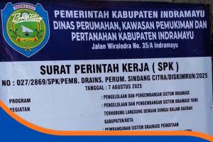 Papan informasi proyek pembangunan sistem drainase Perumahan Sindang Citra
