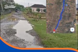 Jalan di Indramayu dengan permukaan bergelombang dan berlubang yang dikritik netizen