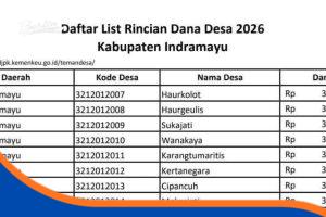 Daftar rincian Dana Desa 2026 Kabupaten Indramayu yang beredar di media sosial