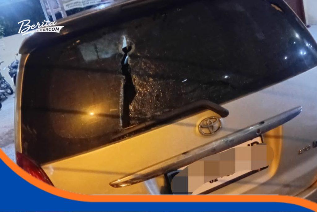 Dokumentasi mobil Wartawan yang di serang