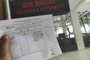 Lembar ekspedisi surat rutin Sub Bagian Tata Usaha dan Kepegawaian Setda Indramayu