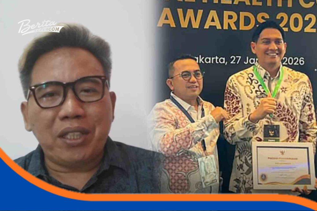 Kolase foto Edi Fauzi dan Lucky Hakim penerima penghargaan UHC